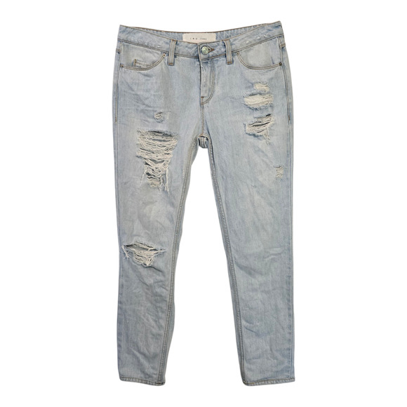 IRO Jeans Womens 28 Blue Distressed Boyfriend Keazan Made in Italy Edgy Grunge - Picture 1 of 10